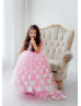 Pink Satin Tulle Butterflies Flower Girl Dress Kids Ball Gown